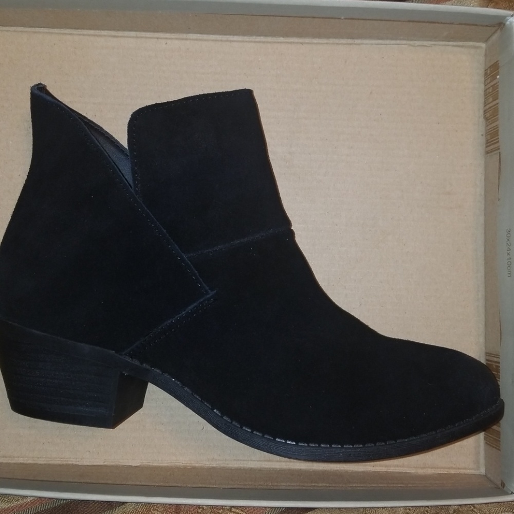 Black faux suede booties